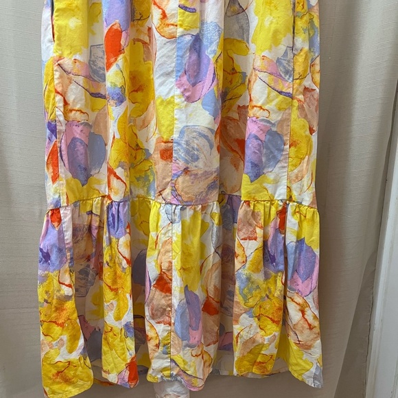 🔵 Ingrid & Isabel Yellow and Purple Maternity Floral Dress Size Medium - Picture 7 of 7
